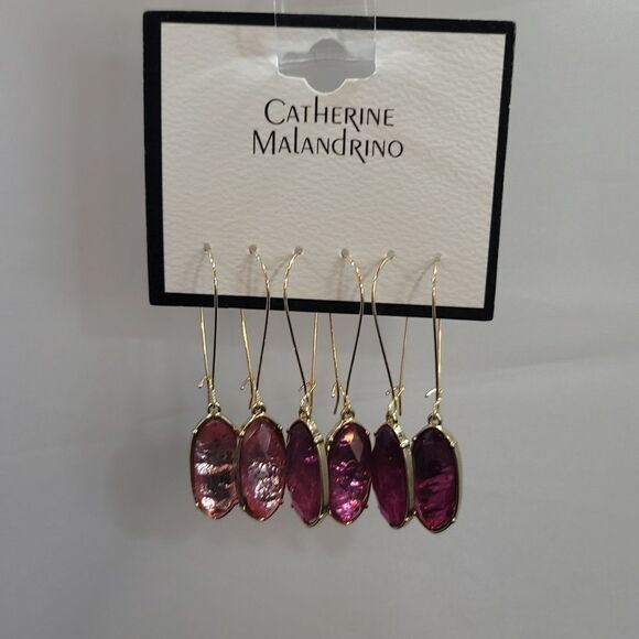 BRAND NEW  CATHERINE MALANDRINO 3-PACK STATEMENT GEMSTONE DROP EARRINGS - Picture 4 of 12